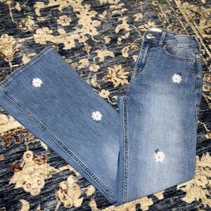 Abercrombie kids Abercrombie & fitch high rise flare floral flower jeans 11/12R